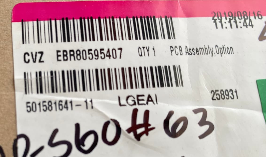 EBR80595407 OEM LG  Range/Oven Control Board Assembly Genuine — thumbnail 4