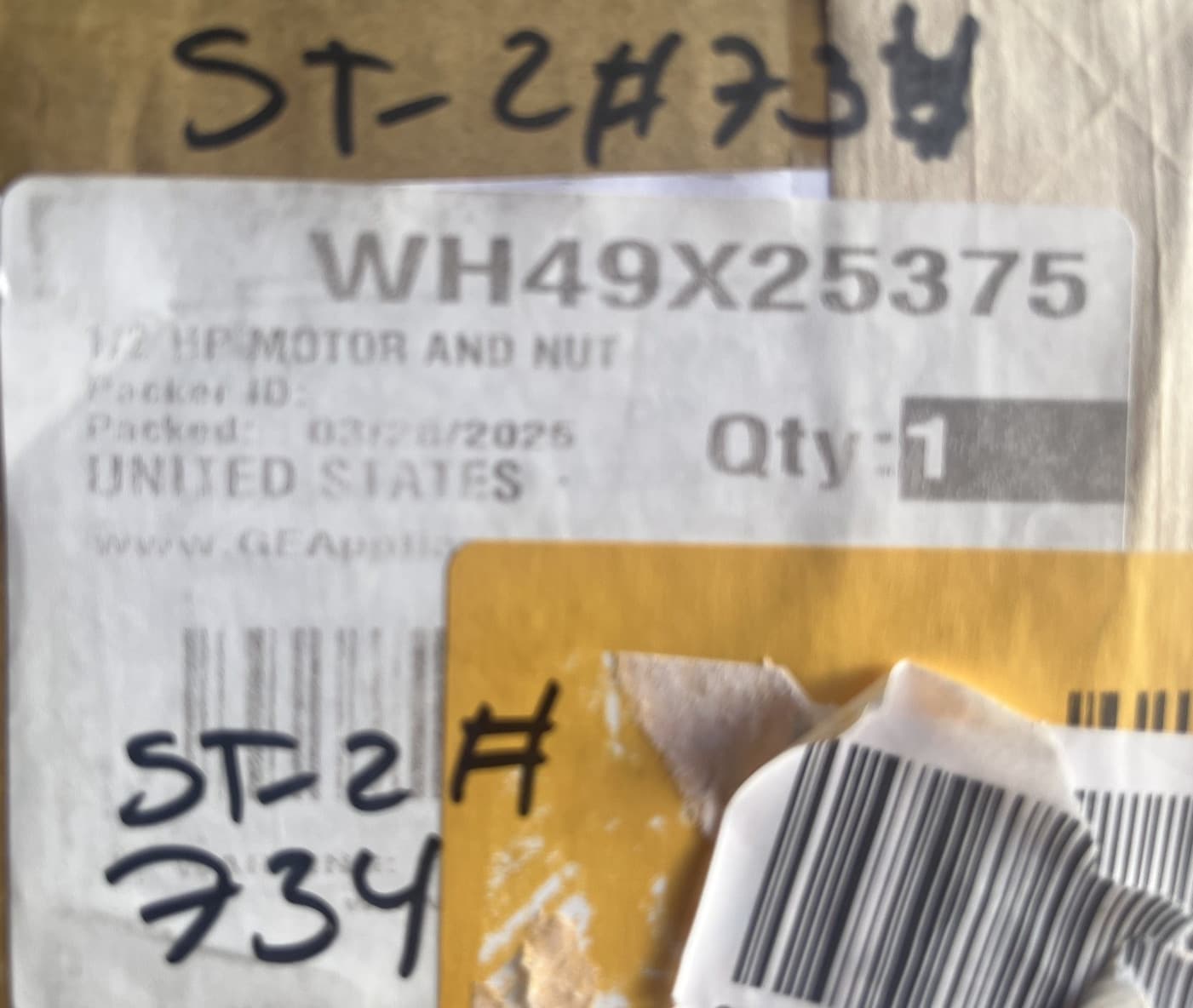 WH49X25375 OEM  GE  Washer 1/2 HP Motor and Nut  New Genuine — thumbnail 10