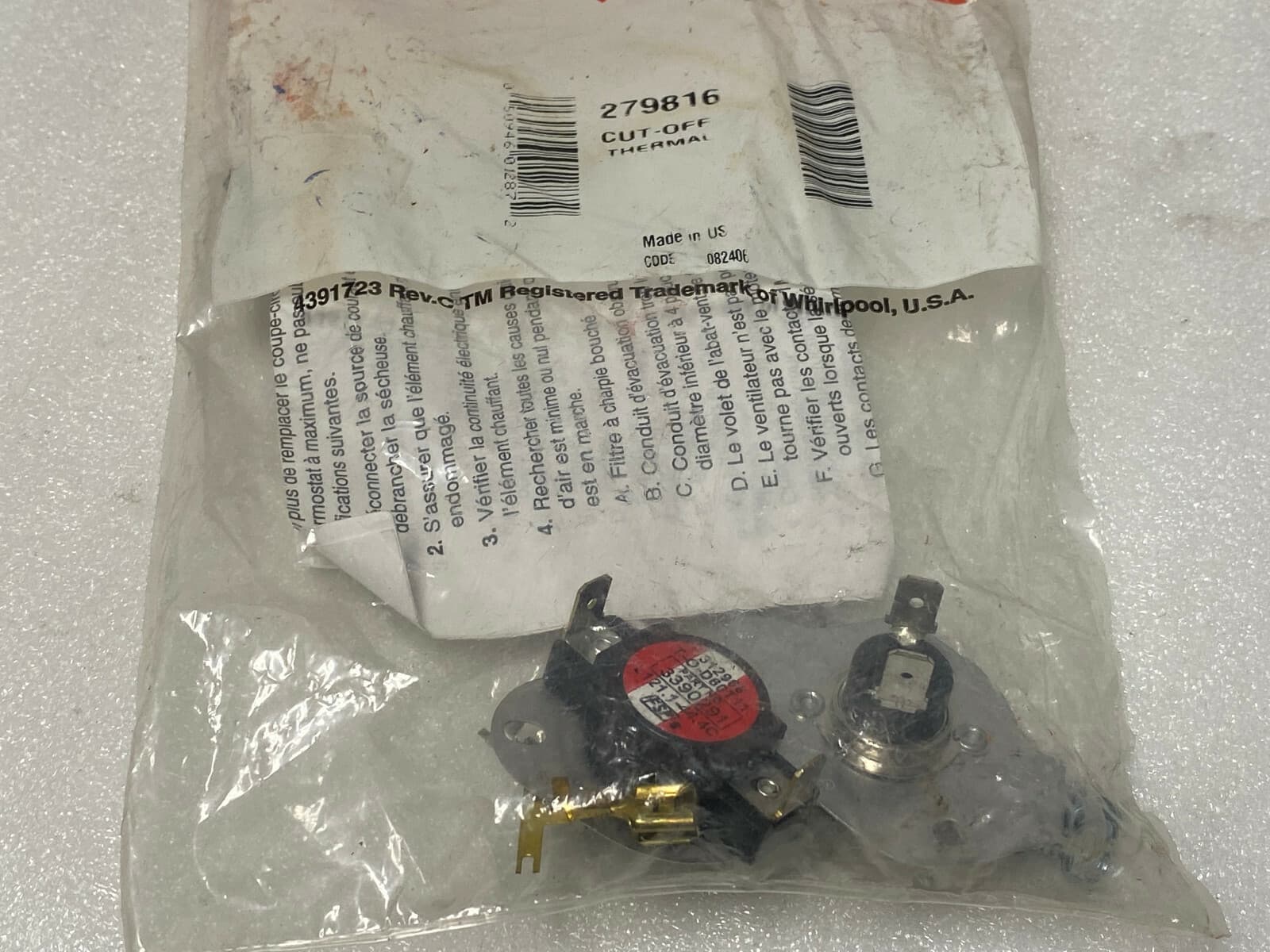 279816  OEM Whirlpool  Dryer Thermal Fuse & Thermostat Kit NEW Genuine — thumbnail 3