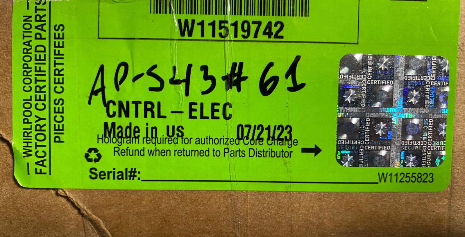 New Genuine OEM Whirlpool  Washer Electronic Control Board W11519742 — thumbnail 5
