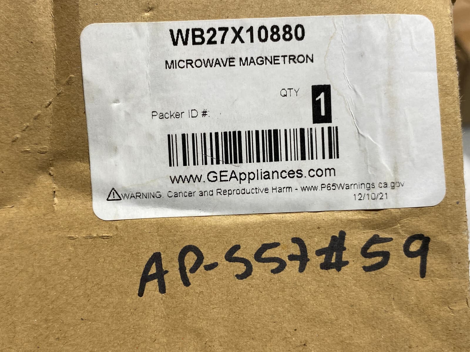 WB27X10880 OEM GE  Microwave Magnetron  New Genuine — thumbnail 3