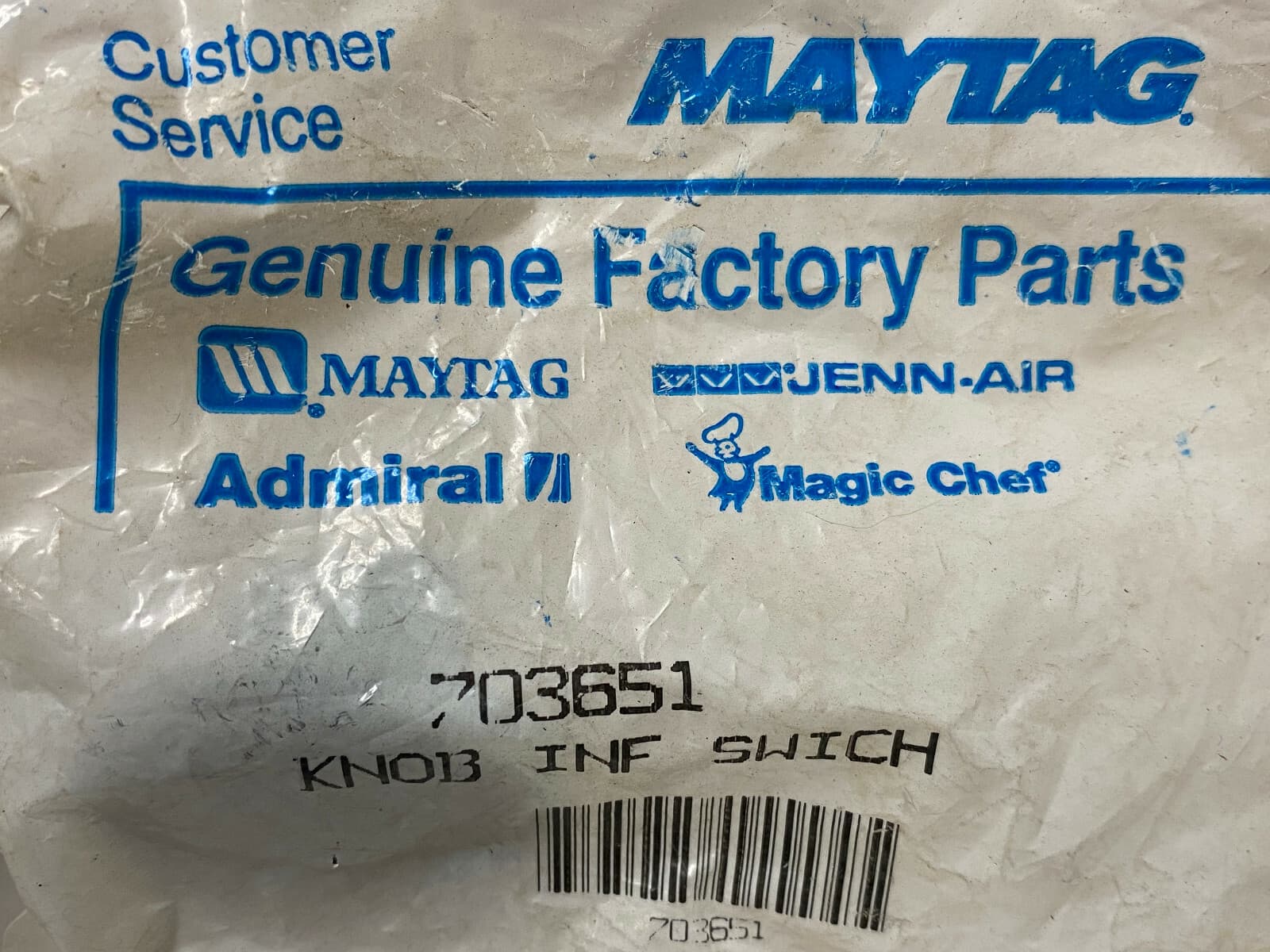 Genuine OEM MAYTAG Knob Switch 703651 — thumbnail 4