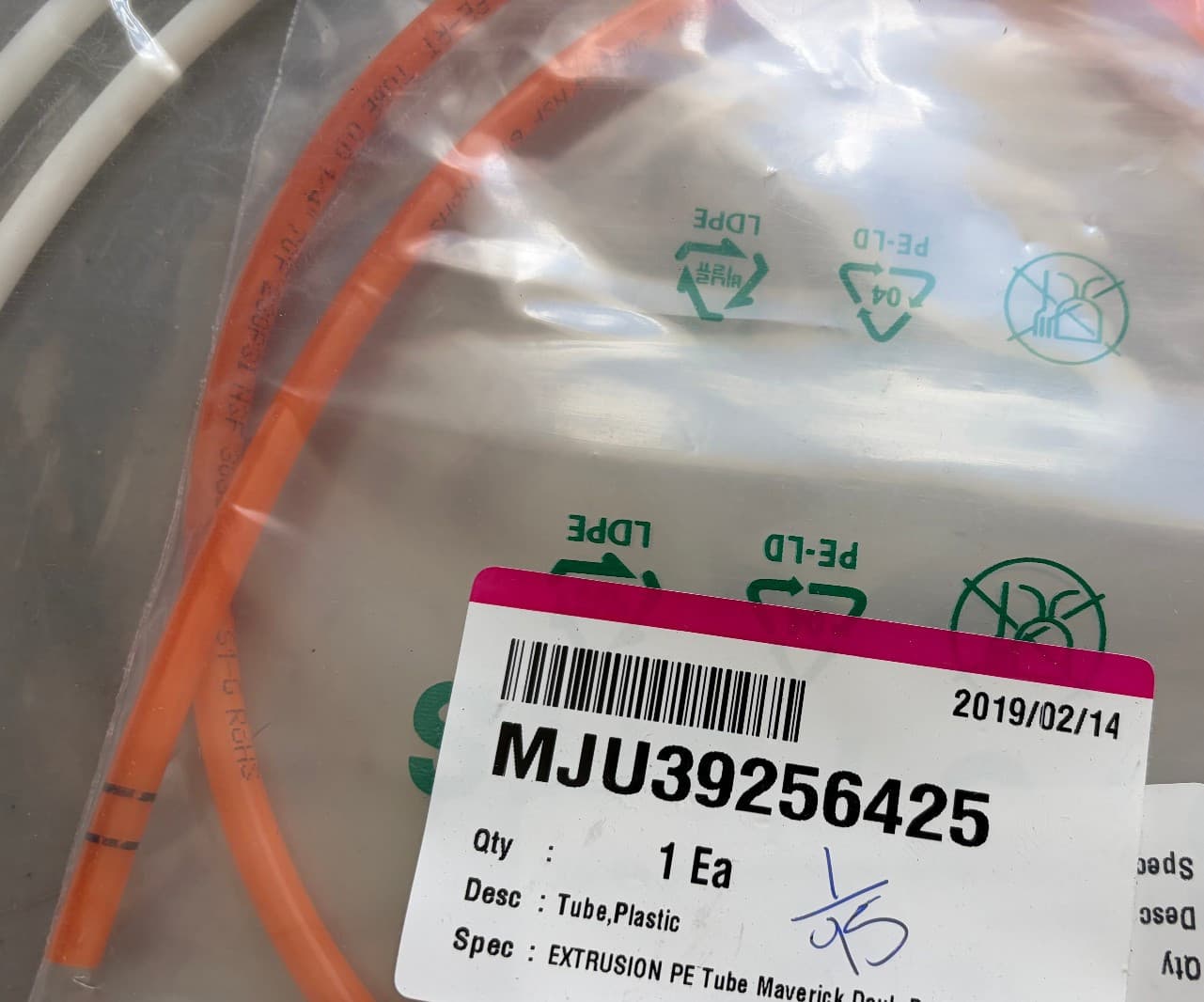 MJU39256425 OEM LG Refrigerator Plastic Tube New Genuine — thumbnail 2
