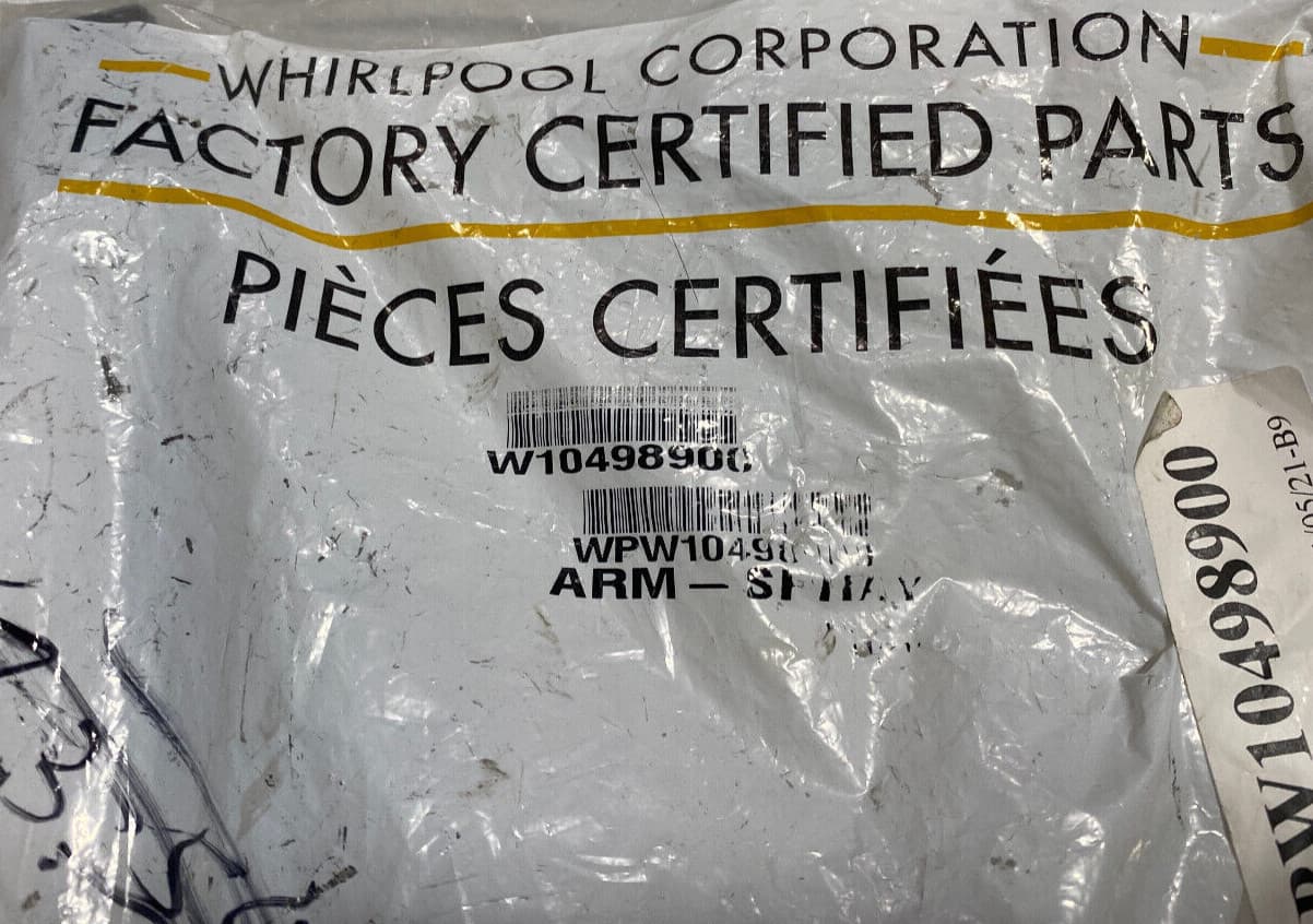 New Genuine OEM Whirlpool Dishwasher Spray Arm W10498900 WPW10498900 — thumbnail 4