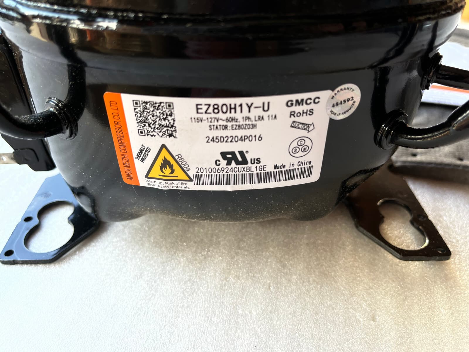 WR87X41607  OEM GE Refrigerator  Compressor Meizhi Kit  EZ80H1Y-U New Genuine — thumbnail 8