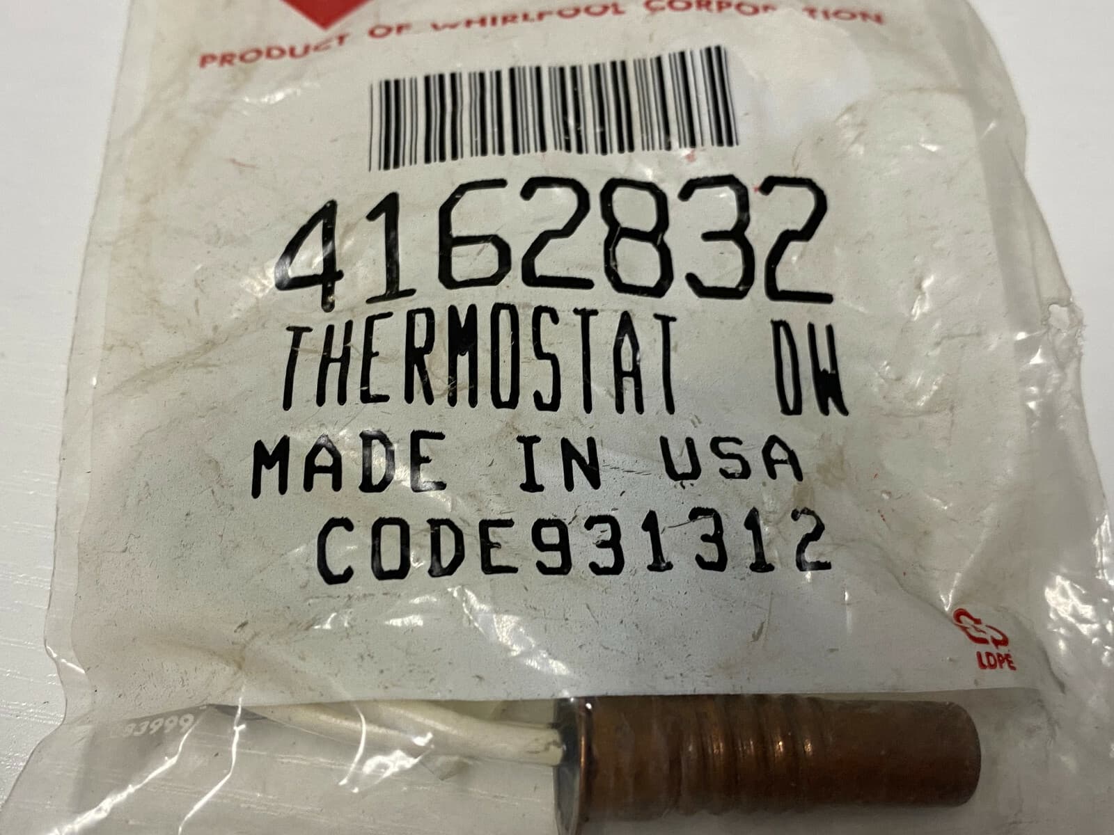 Genuine OEM Whirlpool  Thermostat DW 4162832 — thumbnail 2
