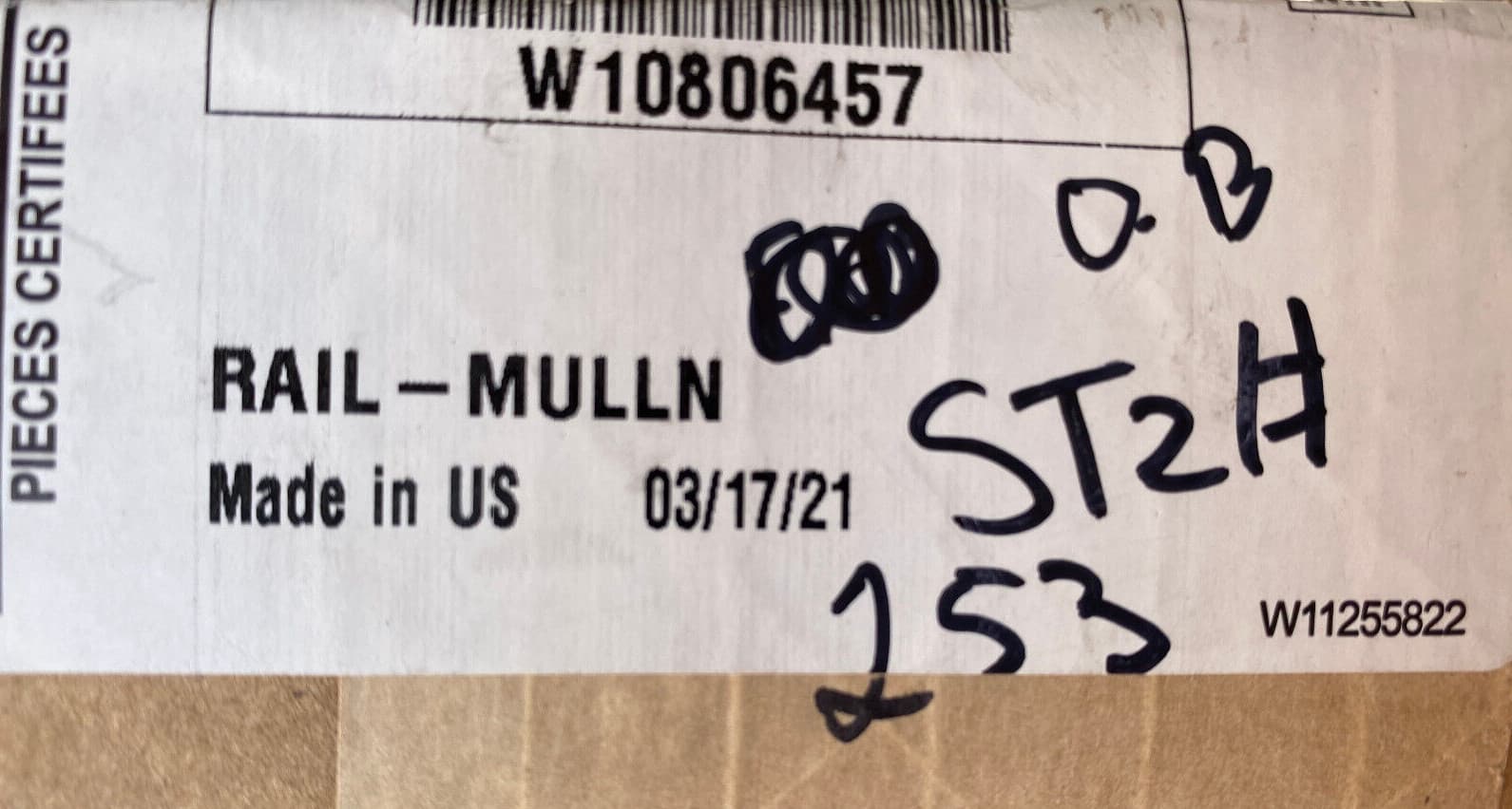 Genuine Whirlpool Rail-Mulln W10806457 — thumbnail 4