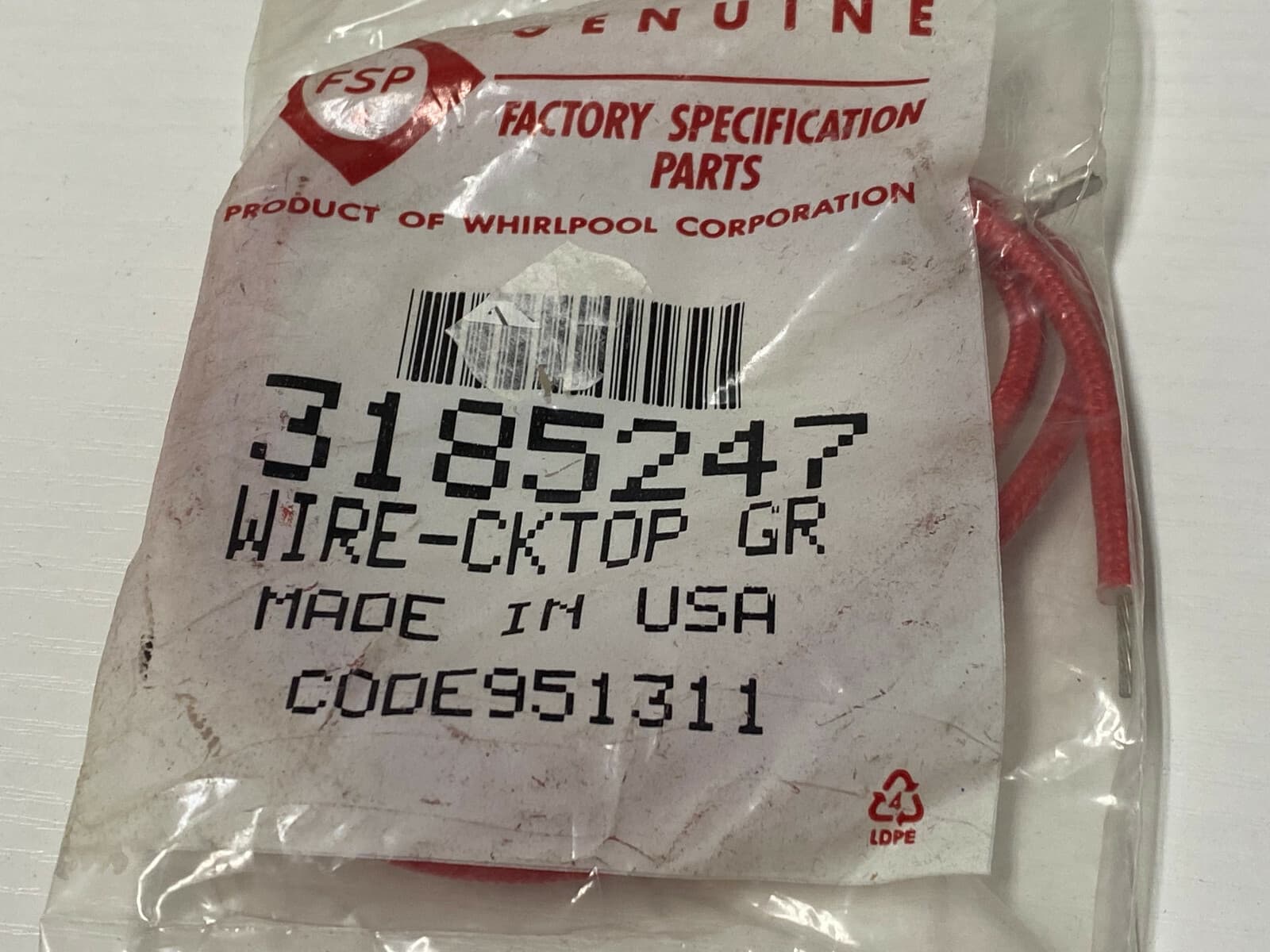 Genuine OEM Whirlpool  Gas Cooktop Top Wire 3185247 — thumbnail 6