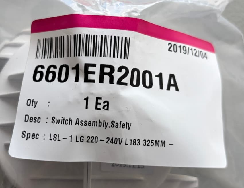 6601ER2001A OEM LG Dishwasher Safety Switch Assembly New Genuine — thumbnail 3