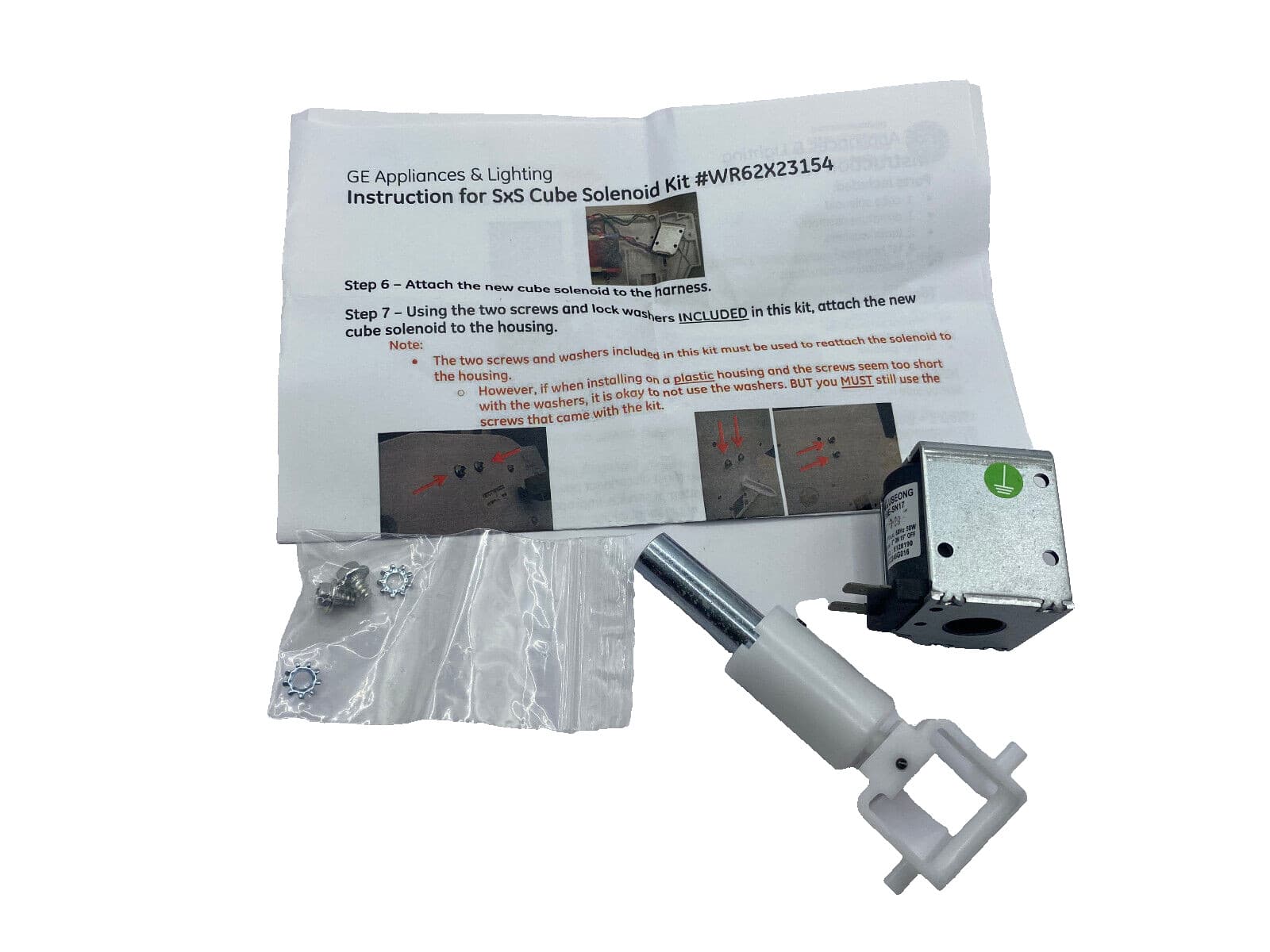 WR62X23154  NEW Genuine GE Refrigerator Ice Dispenser Solenoid Service Kit — thumbnail 2