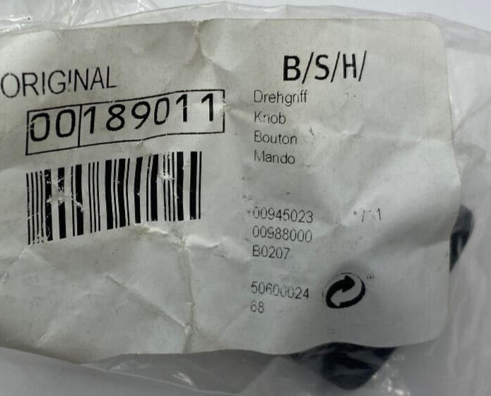 New Genuine OEM Bosch Cooktop Burner Knob (Black)  00189011 — thumbnail 2