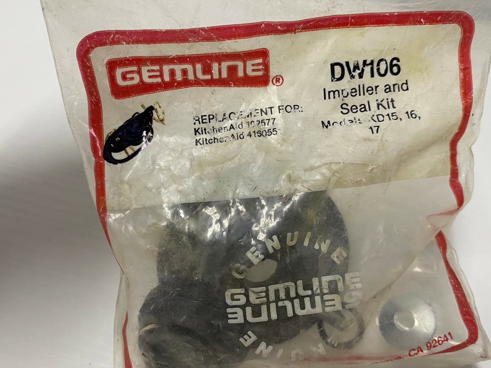 Gemline Dishwasher Drain Impeller and Motor Shaft Seal Kit  4160551 — thumbnail 3