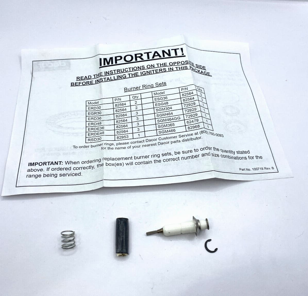 New Genuine OEM Dacor Range Surface Burner Igniter  Kit 76482-001