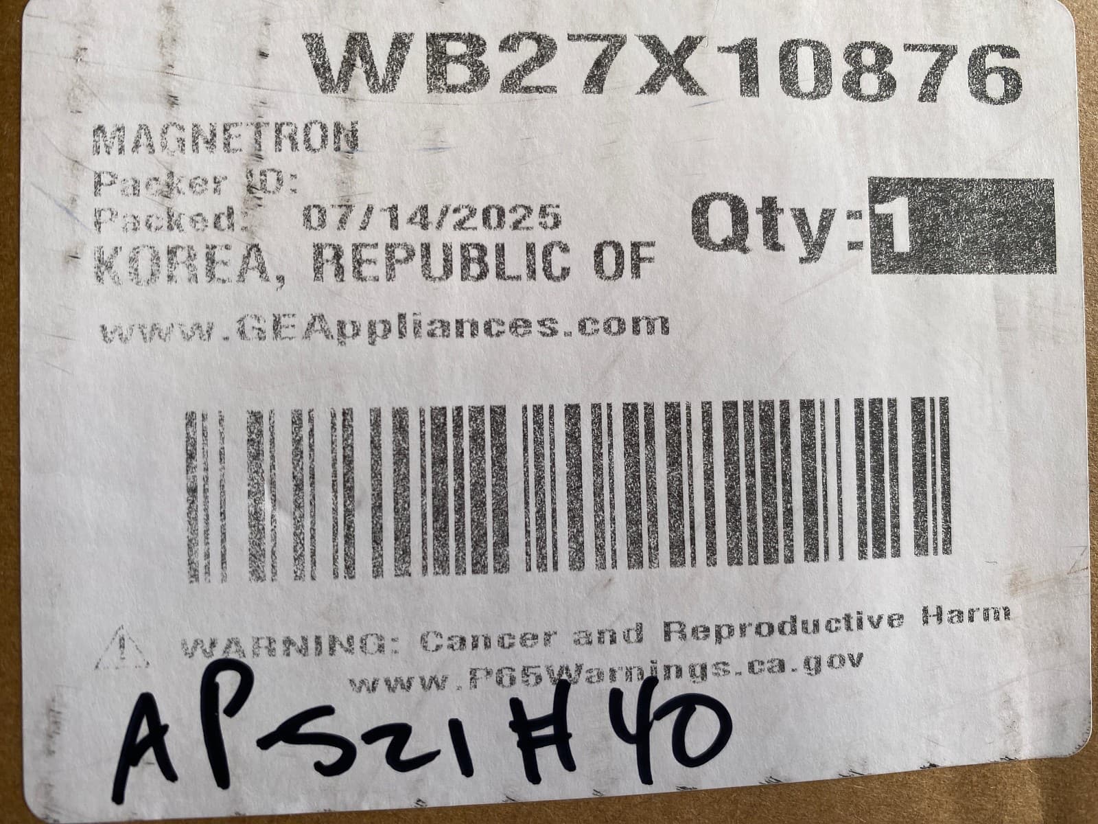 WB27X10876 GE OEM Microwave Magnetron New Genuine — thumbnail 8