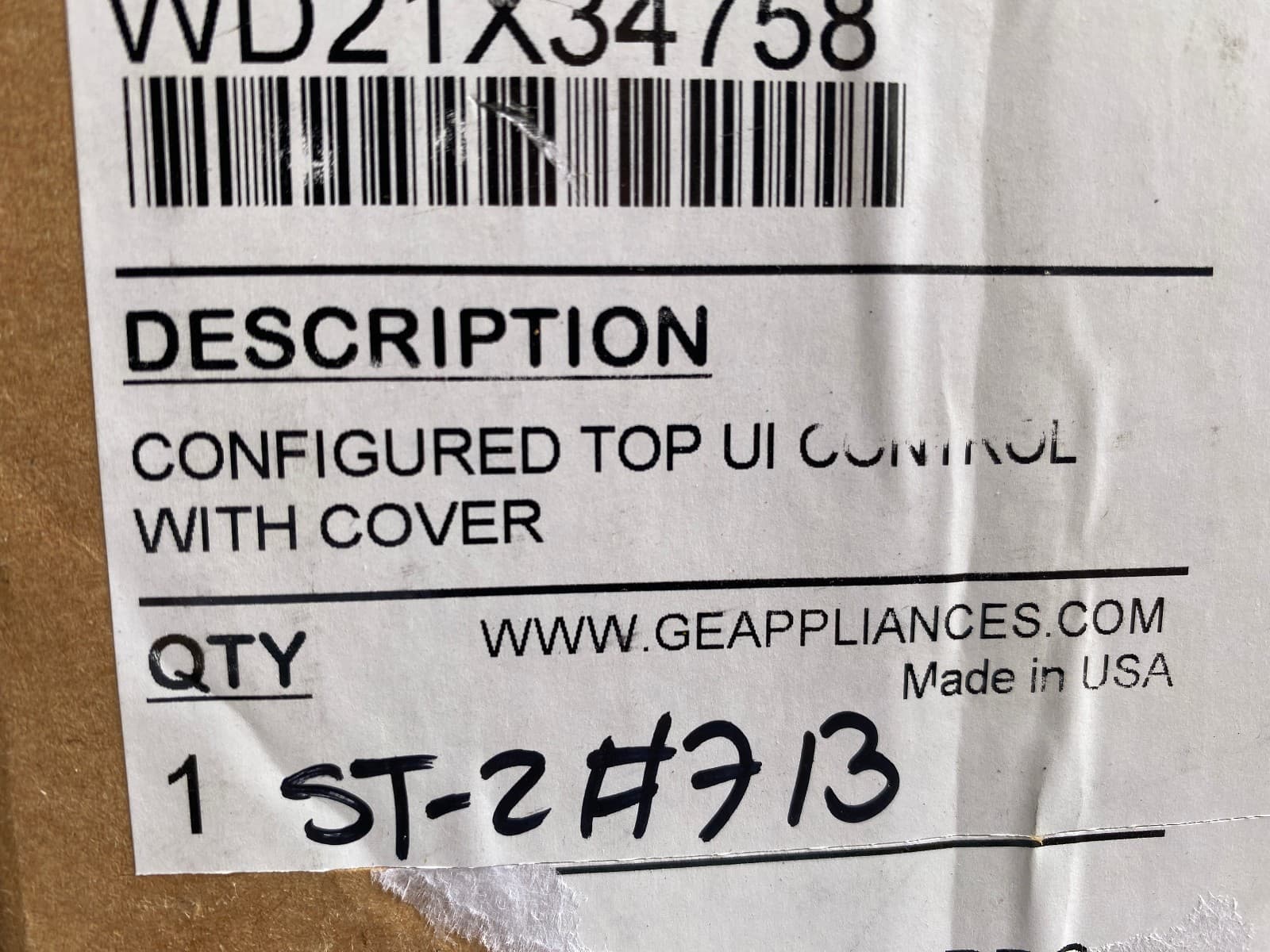 WD21X34758 OEM GE Dishwasher Control Panel Assembly New Genuine — thumbnail 4