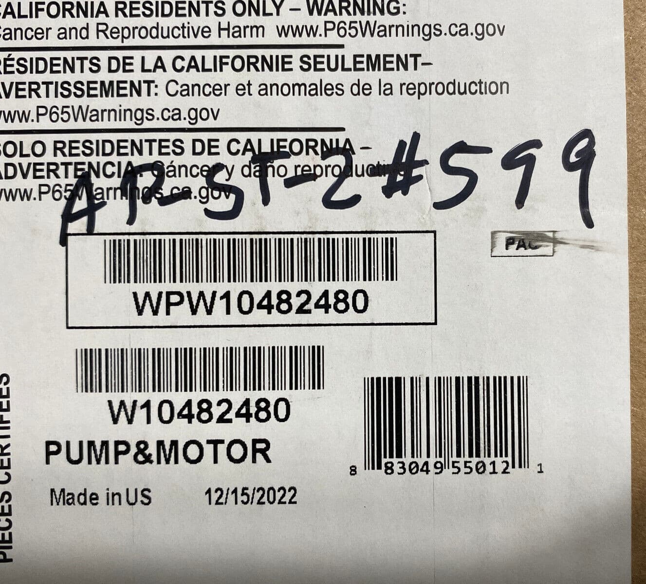 New Genuine OEM Whilpool Dishwasher Pump and Motor Assembly WPW10482480 — thumbnail 4