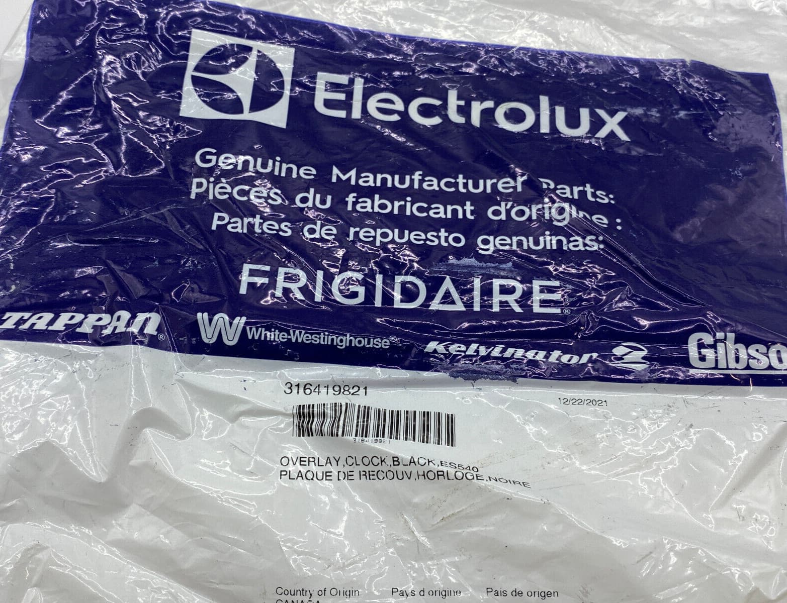 New Genuine OEM Frigidaire Range Oven Control Overlay 316419821 — thumbnail 3