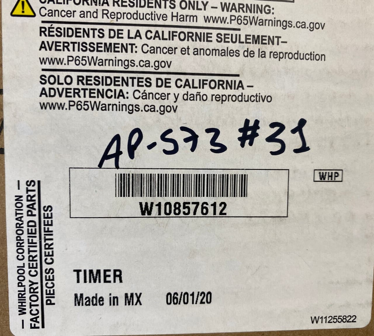 New Genuine OEM Whirlpool Dryer Timer W10857612 — thumbnail 4