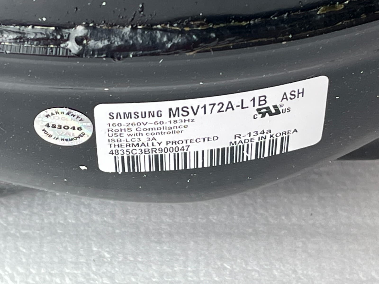 New Genuine Samsung CMP Comp Refrigerator  R-134A MSV172AL1B/ASH — thumbnail 5