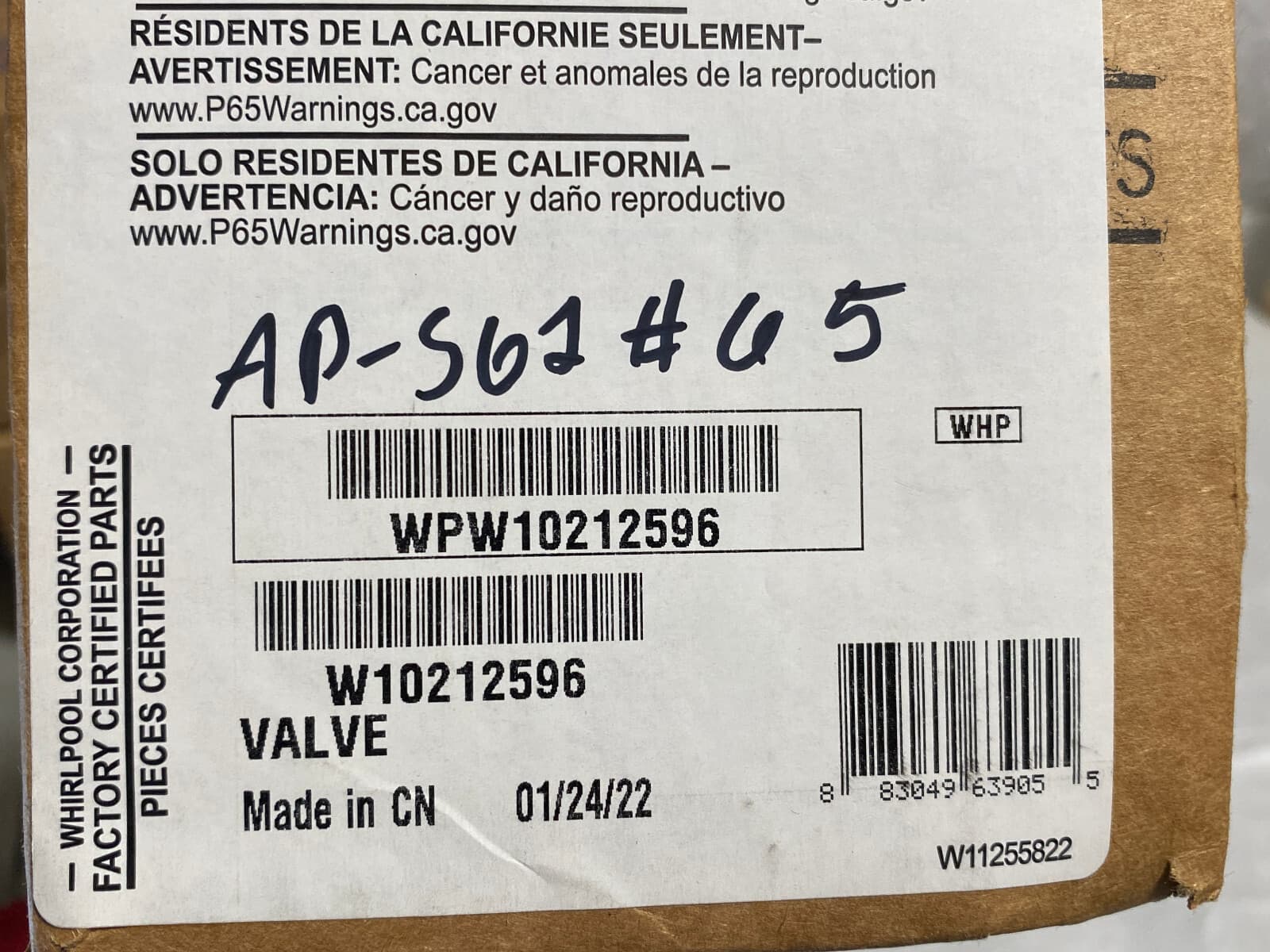 New Genuine OEM Whirlpool Washer  Water Inlet Valve (Cold) WPW10212596 W10212596 — thumbnail 5