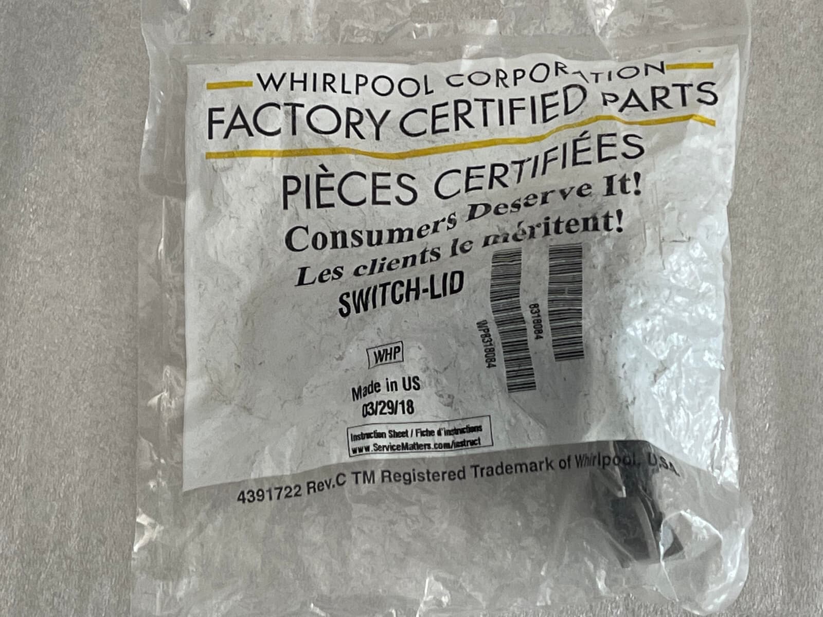 NEW Genuine OEM Whirlpool Washer Lid Switch  WTW5540SQ0	WP8318084 — thumbnail 15