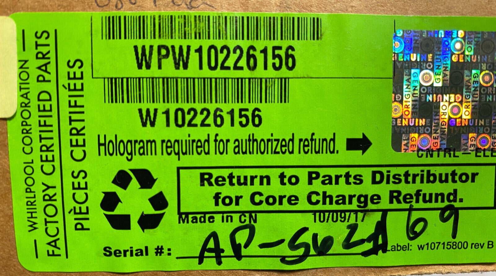 NEW Genuine OEM Whirlpool Electronic Control Board  WPW10226156 W10226156 — thumbnail 4