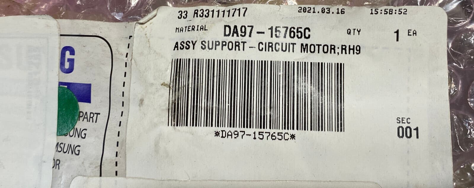 New Genuine OEM Samsung Refrigerator Condenser Fan Motor Assembly DA97-15765C — thumbnail 4