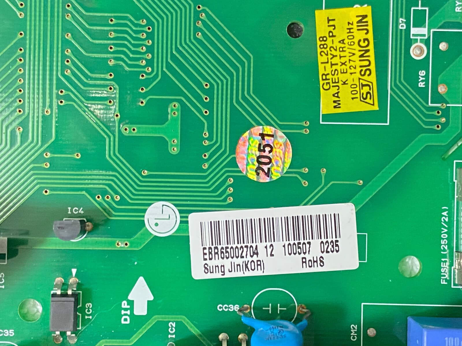 EBR65002704 OEM  LG Genuine Refrigerator Electronic Control Board — thumbnail 2
