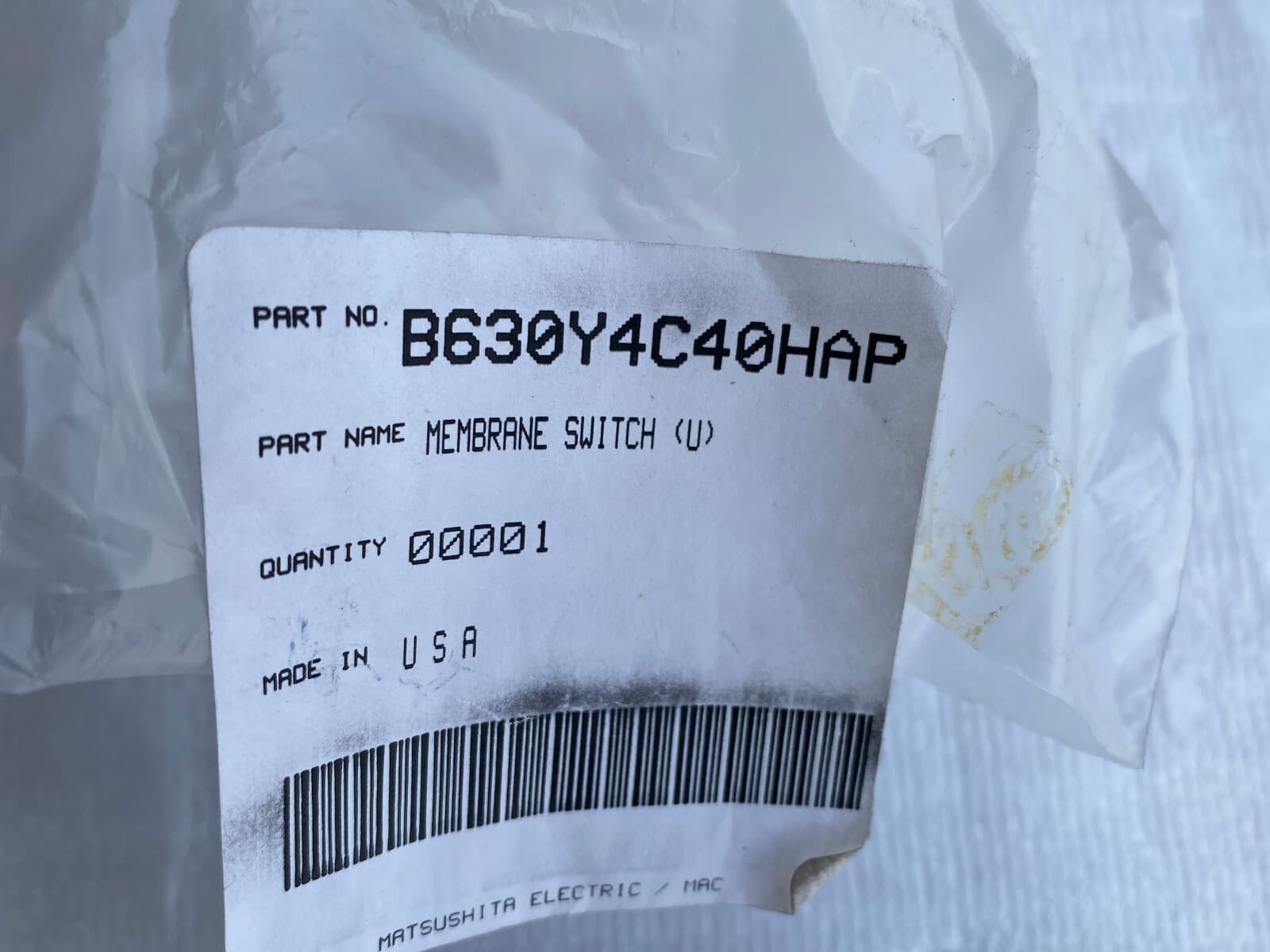 Genuine  Panasonic Microwave Membrane Switch B630Y4C40HAP — thumbnail 3