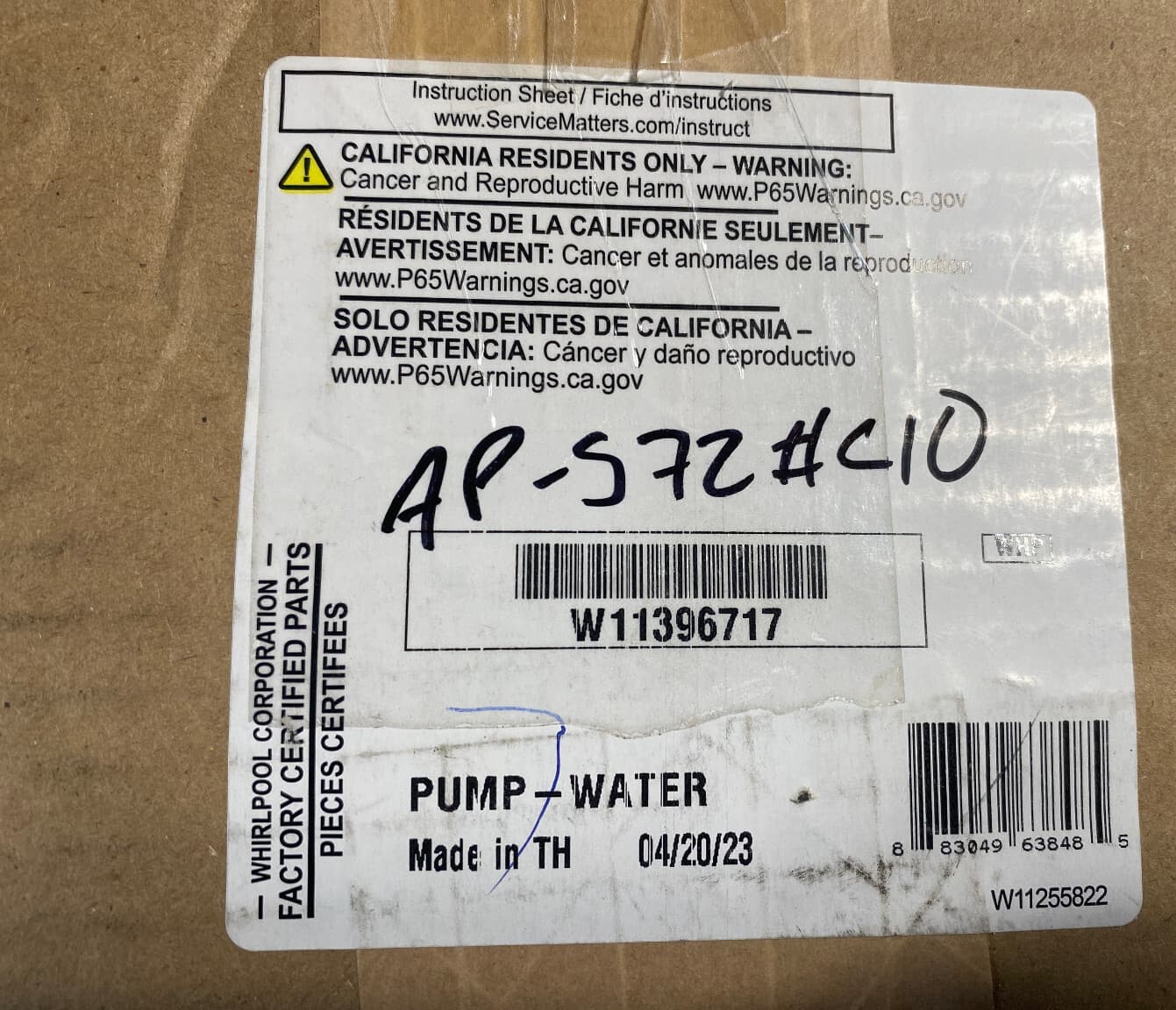 New Genuine OEM Whirlpool Washer Pump-Water W11396717 — thumbnail 4