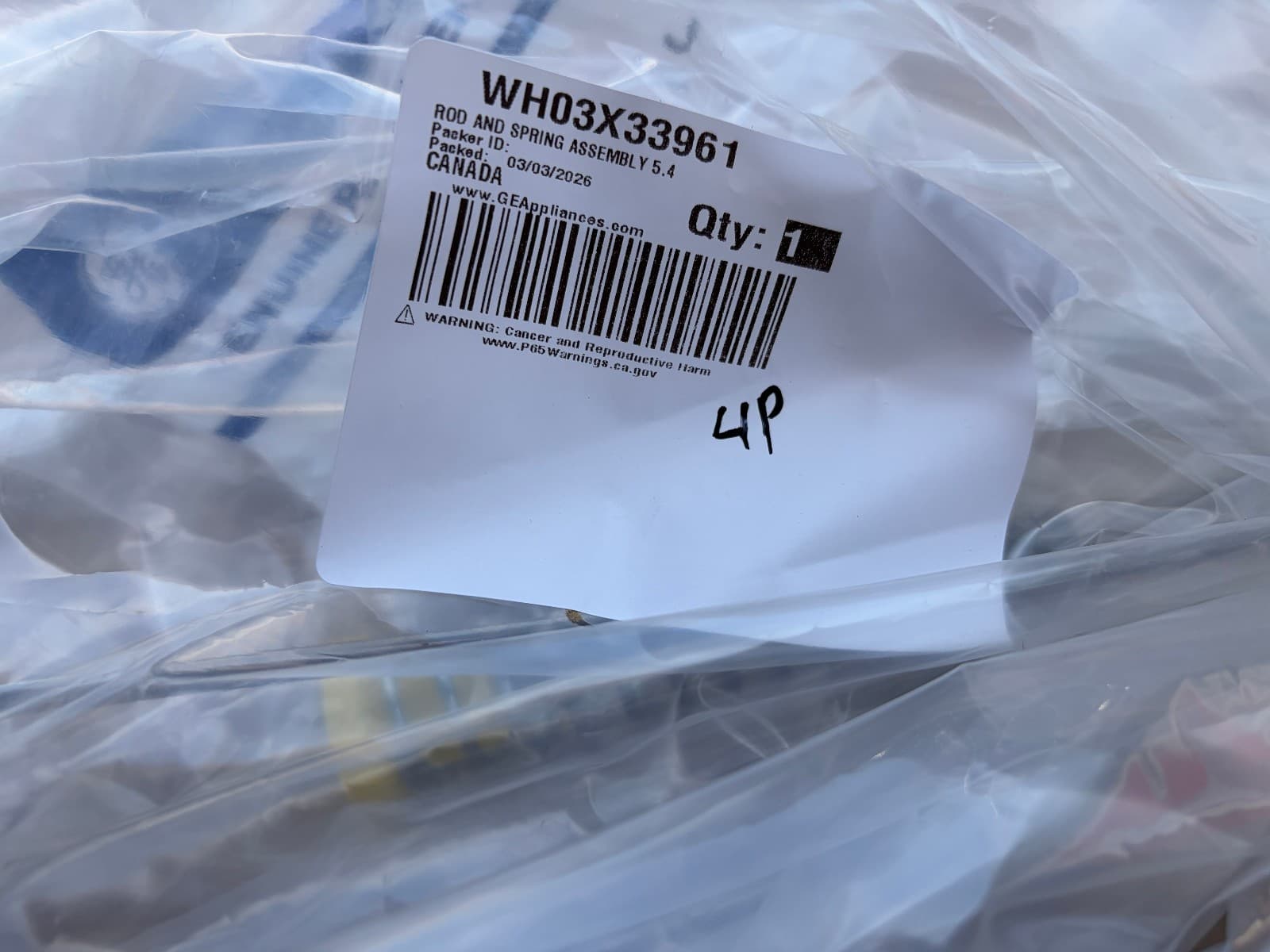 WH03X33961 OEM GE Washer Suspension Rod And Spring Assembly (Set 4) New Genuine — thumbnail 3