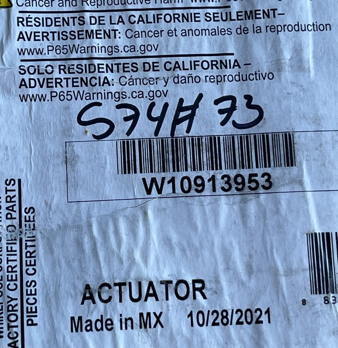 W10913953 OEM Whirlpool Washing Machine Shift Actuator New Genuine — thumbnail 6