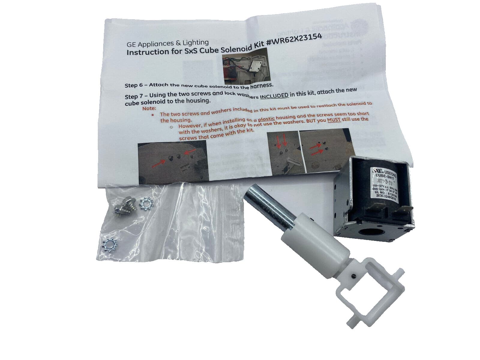 WR62X23154  NEW Genuine GE Refrigerator Ice Dispenser Solenoid Service Kit