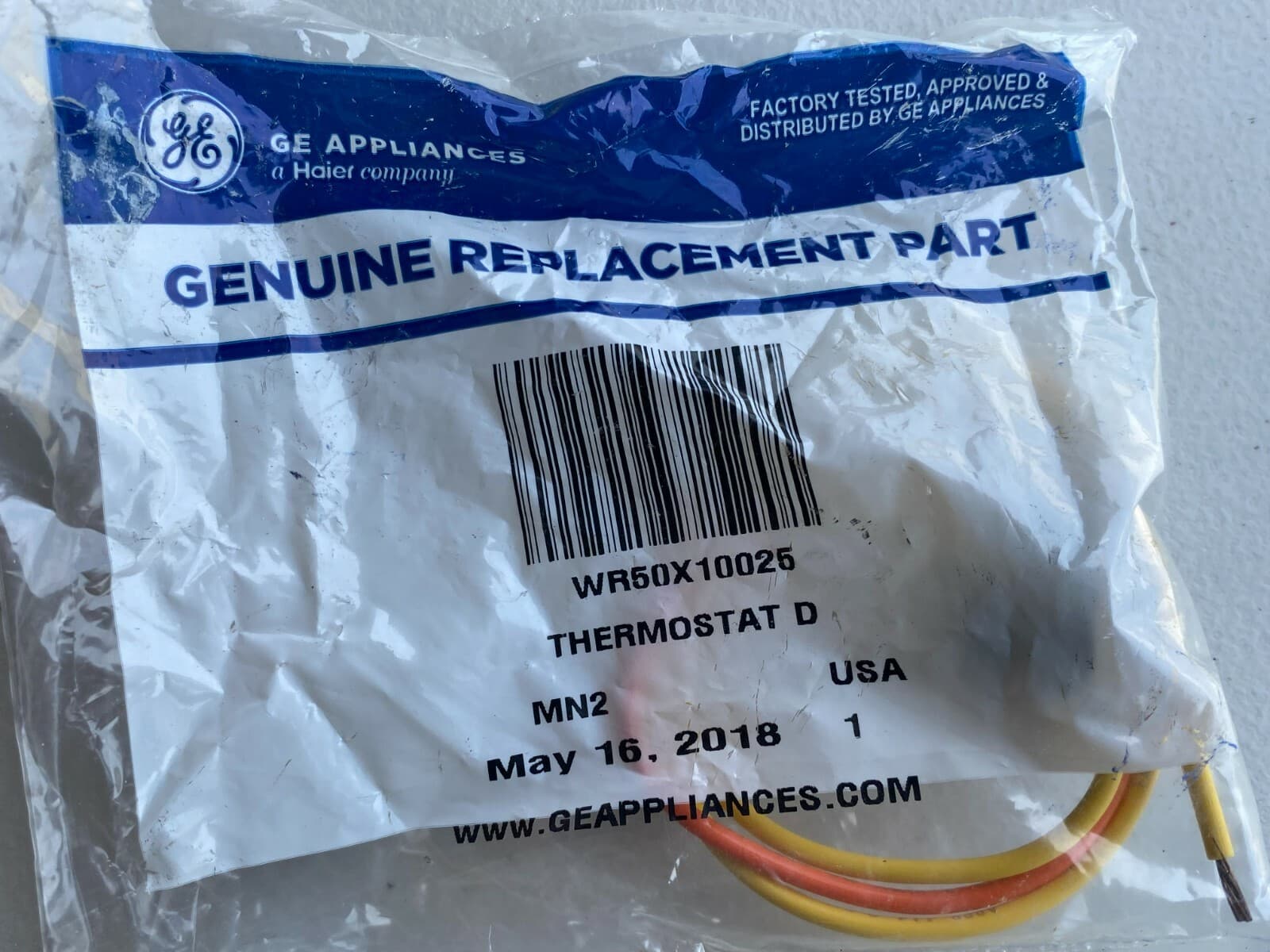 New Genuine GE Refrigerator  Defrost Thermostat WR50X10025 — thumbnail 3