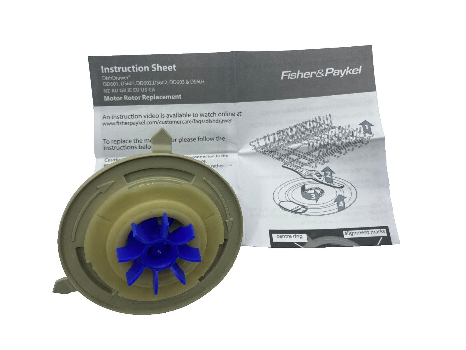 New Genuine OEM Fisher & Paykel Dishwasher Rotor Assembly 524185P
