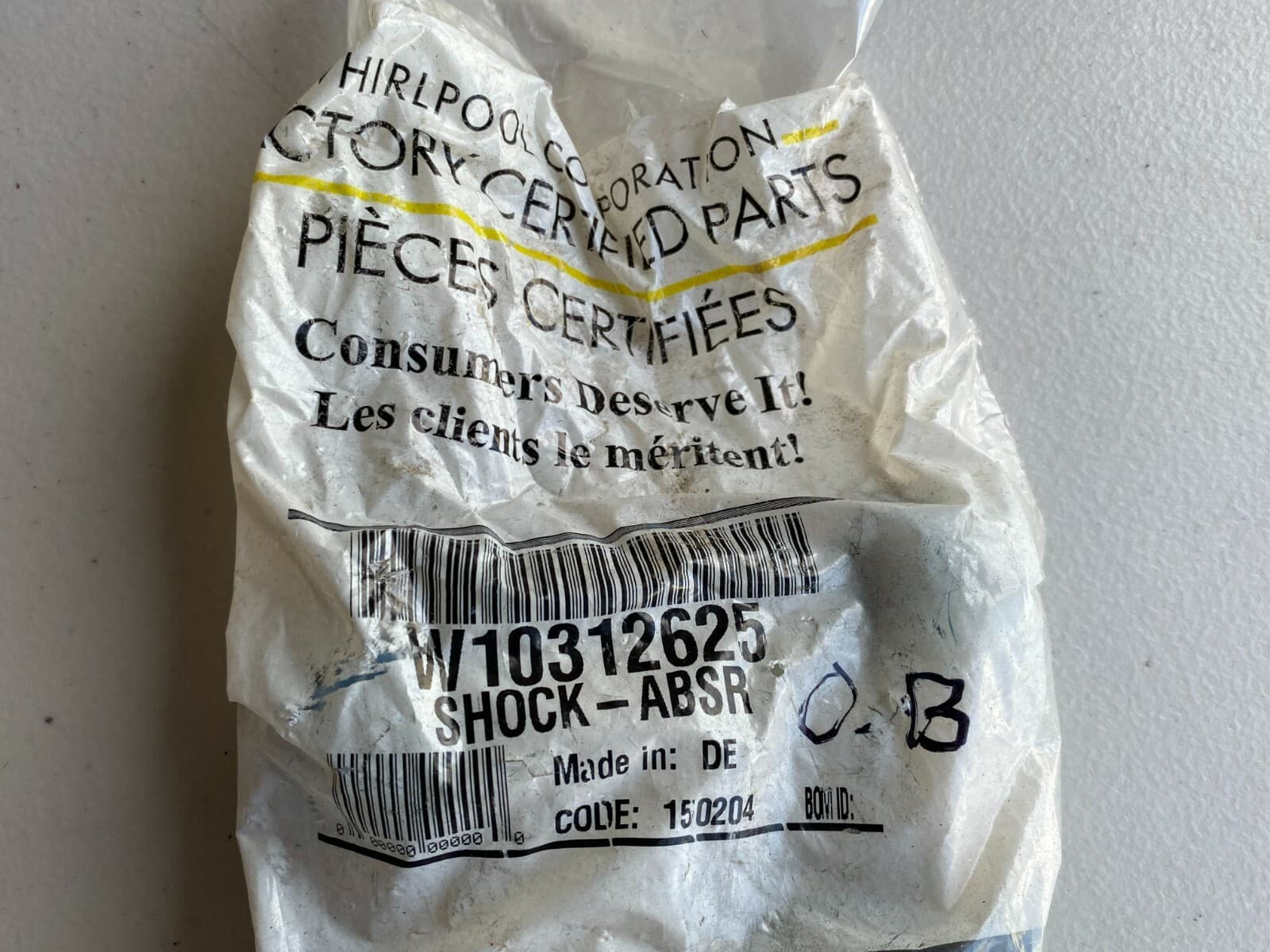 Genuine OEM Whirlpool Washer Shock Absorber W10312625 — thumbnail 3