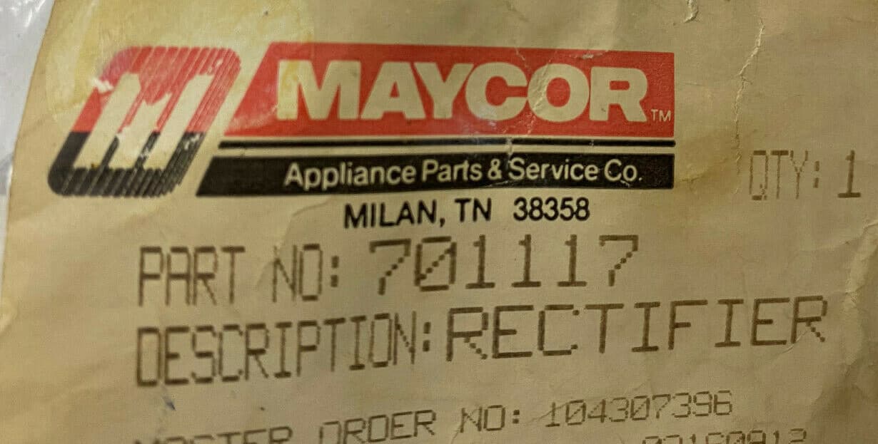 Genuine OEM MAYCOR Rectifier 701117 — thumbnail 2
