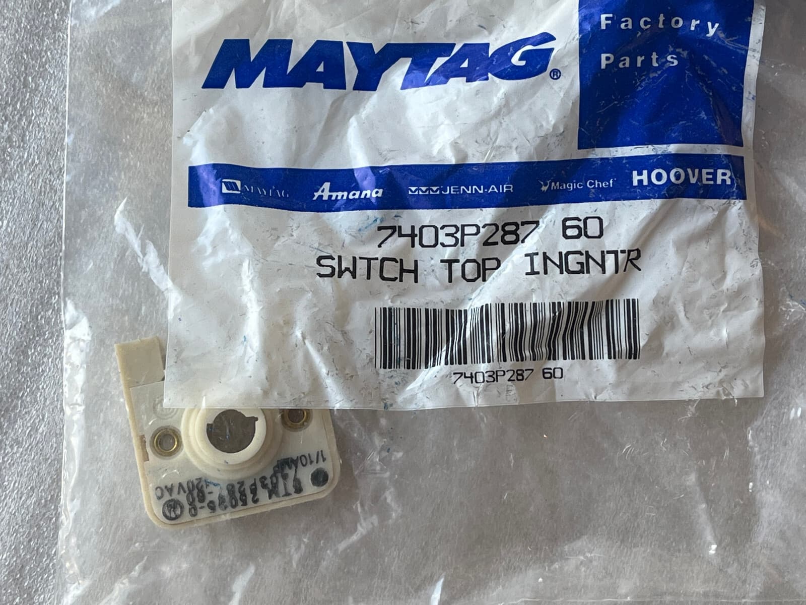 New Genuine MAYTAG Switch  Igniter 7403P287-60 — thumbnail 2