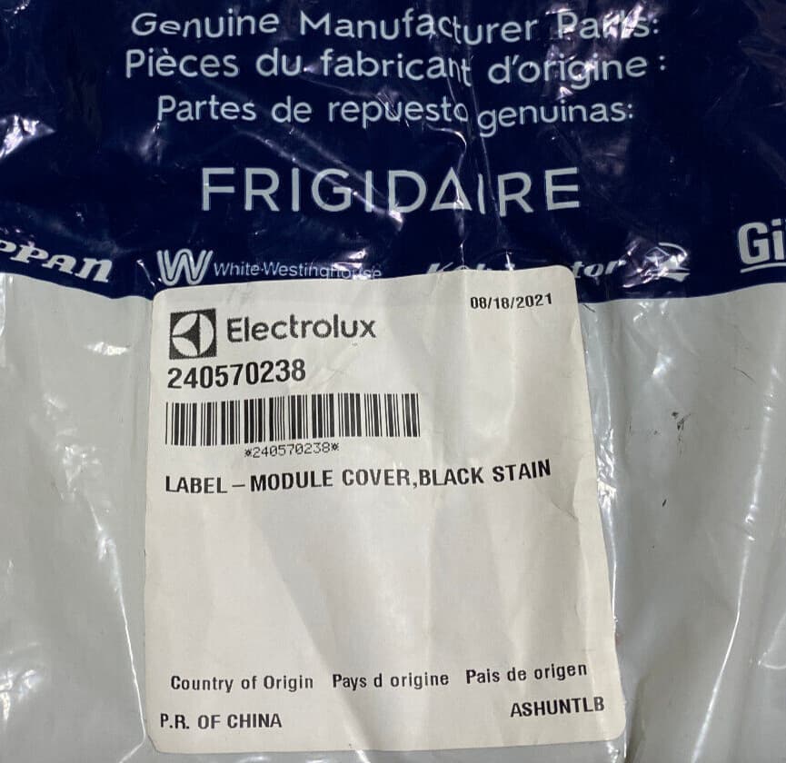 240570238 OEM Frigidaire Refrigerator Label Module Cover Black Stain New Genuine — thumbnail 3