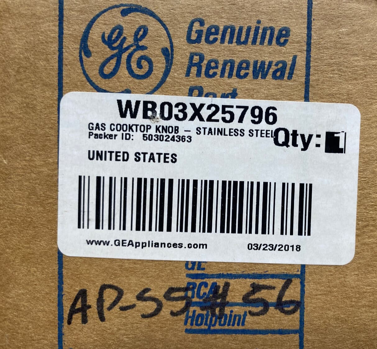 New Genuine OEM GE Cooktop Burner Knob WB03X25796 — thumbnail 3