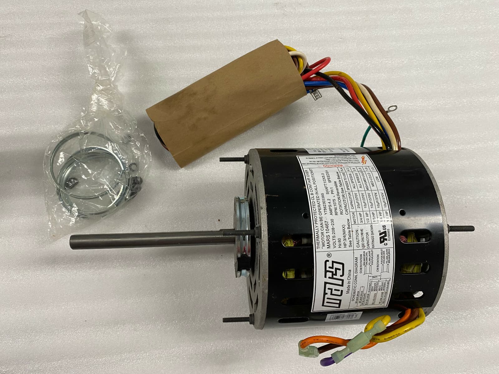 10467 OEM Mars Reversible Ball Bearing Motor 1/5 - 3/4 Multi HP 230V 1075 RPM — thumbnail 2