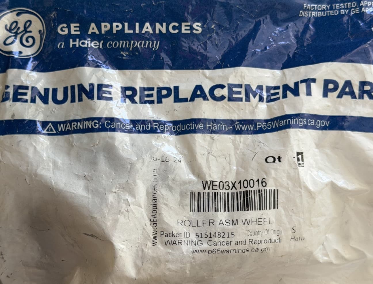 WE03X10016 OEM GE Dryer Drum Support Roller ( Set 4) New Genuine — thumbnail 3