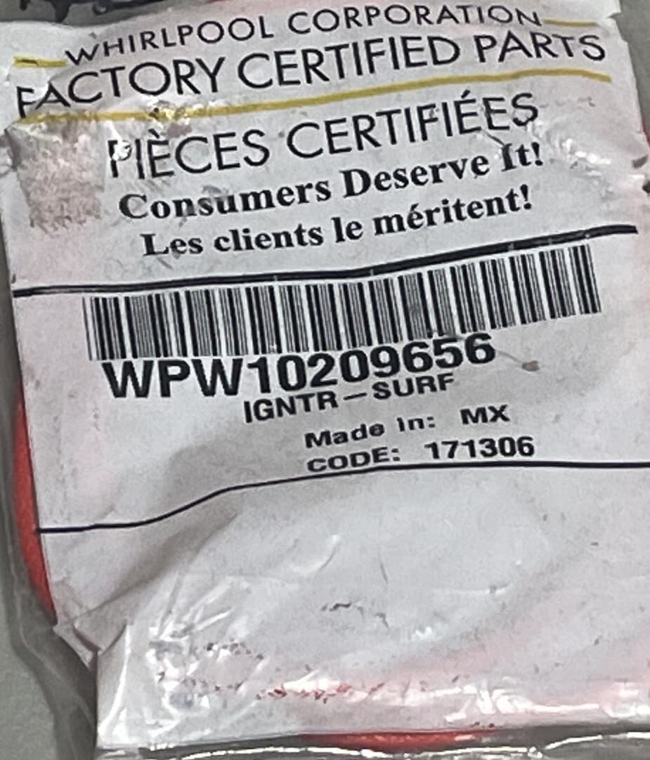 New Genuine Whirlpool  Oven Range Surface Burner Igniter WPW10209656 — thumbnail 4