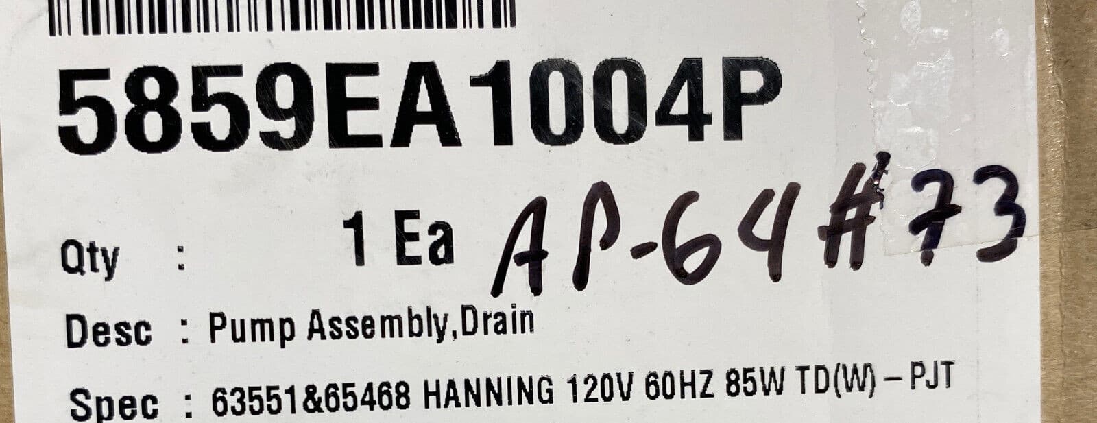 Genuine OEM LG Washer Pump Assembly Drain 5859EA1004P — thumbnail 5