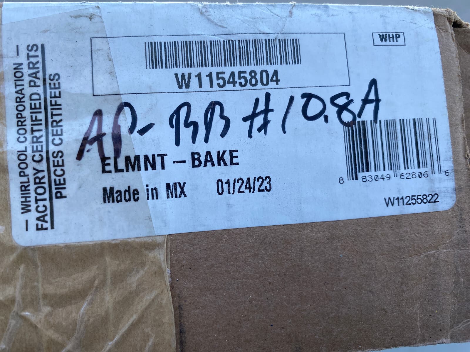 New Genuine OEM Whirlpool Oven Range Bake Element 2800W W11545804 — thumbnail 4