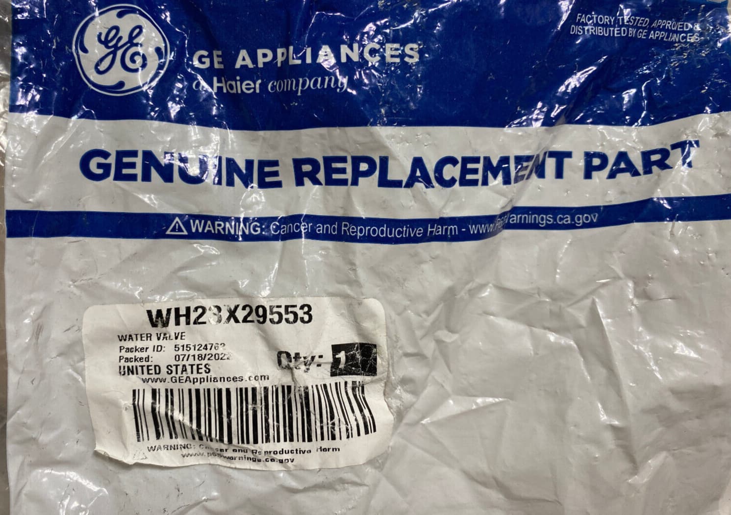 New Genuine GE Washing Machine Water Inlet Valve WH23X29553 — thumbnail 5