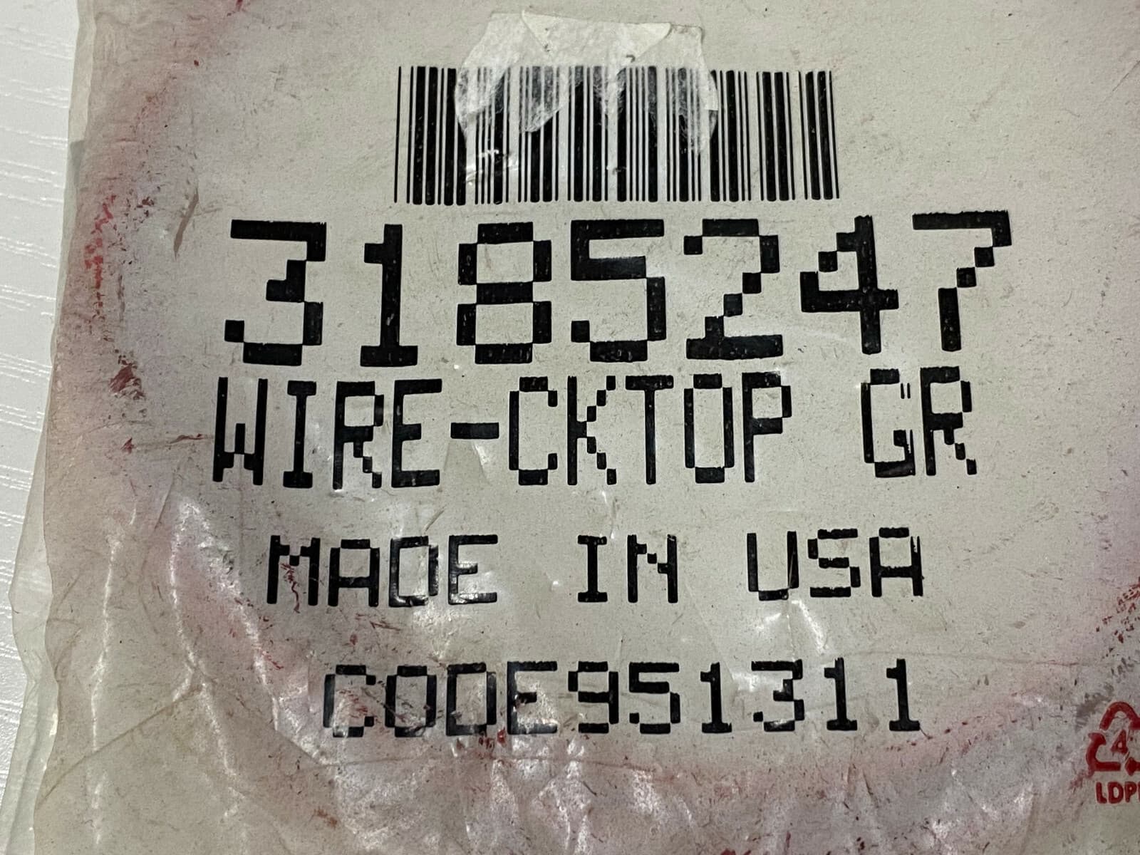Genuine OEM Whirlpool  Gas Cooktop Top Wire 3185247 — thumbnail 2