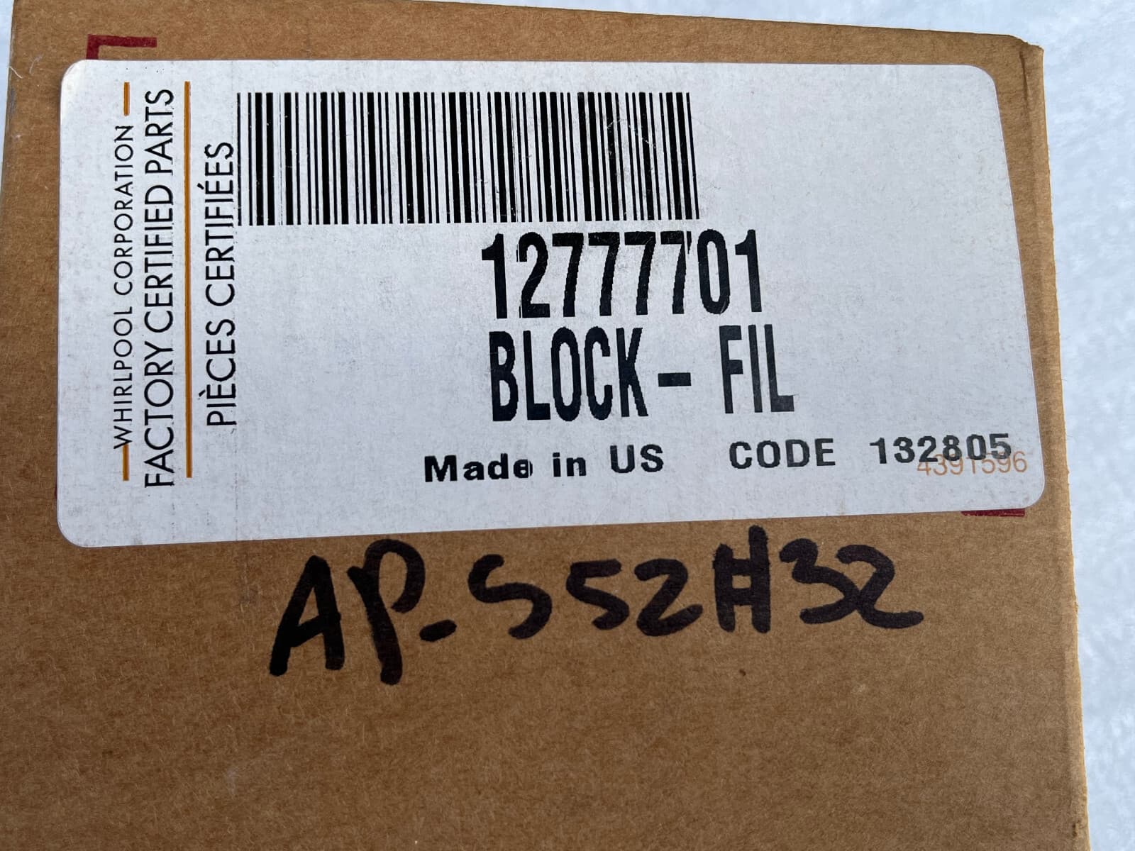 12777701  New Genuine Whirlpool  Block-Fil — thumbnail 3