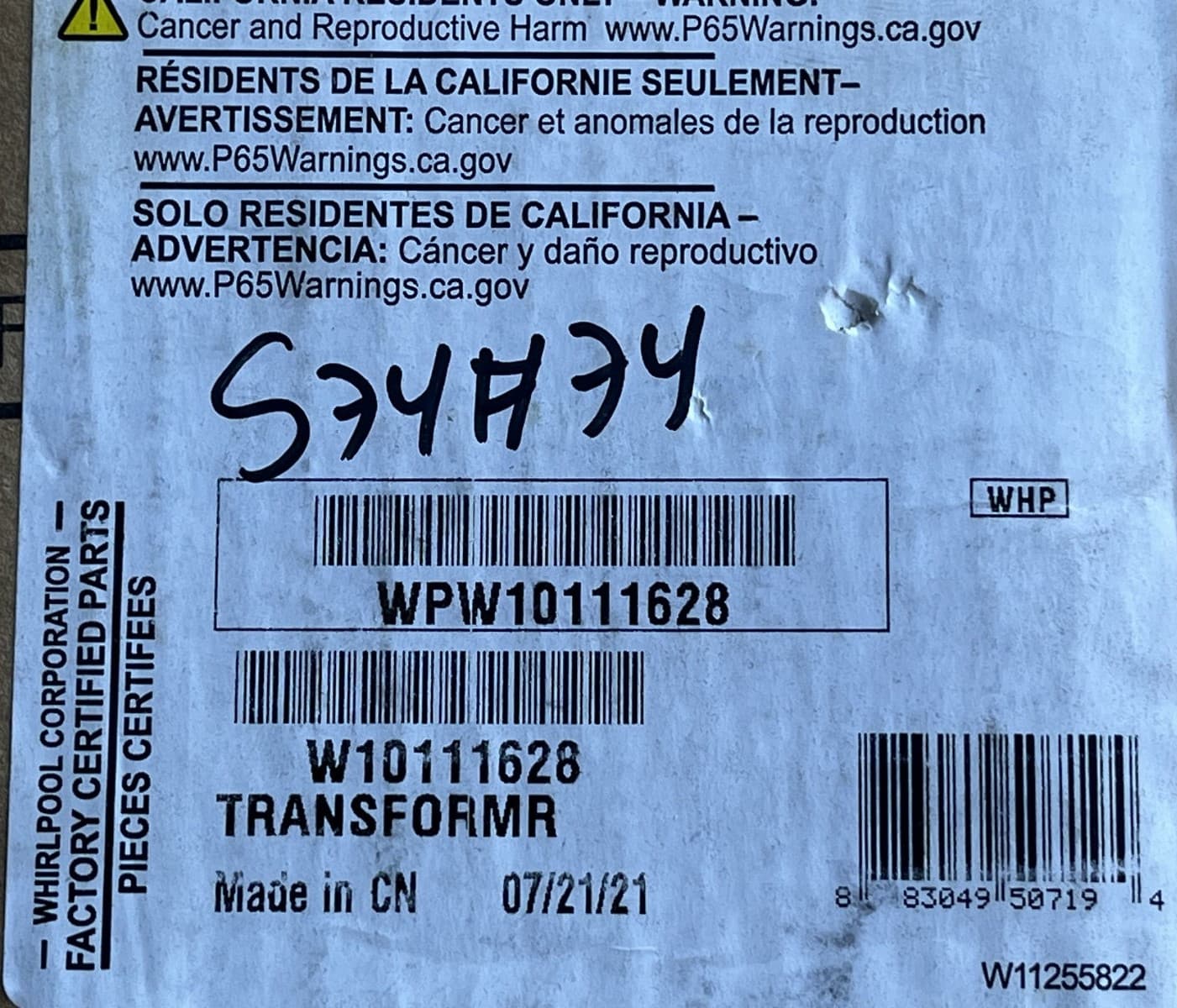 W10111628 OEM  Whirlpool Range Transformer New Genuine — thumbnail 5