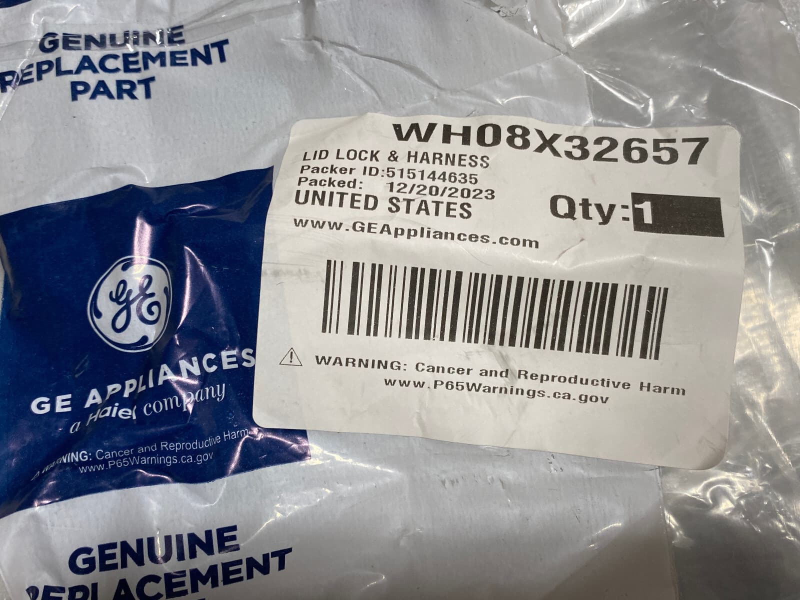 New Genuine OEM GE Washer Lid Lock Service Kit WH08X32657 — thumbnail 3